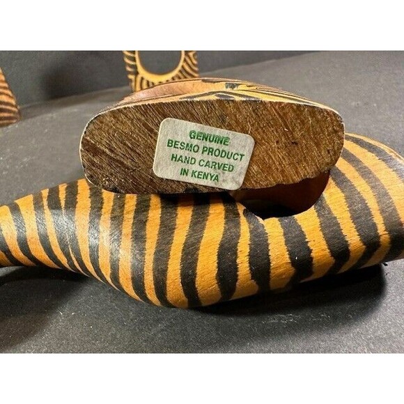 (4) Wooden Zebra Napkin Holders Hand Crafted in Kenya 5.5" x 2.5" - Picture 4 of 4